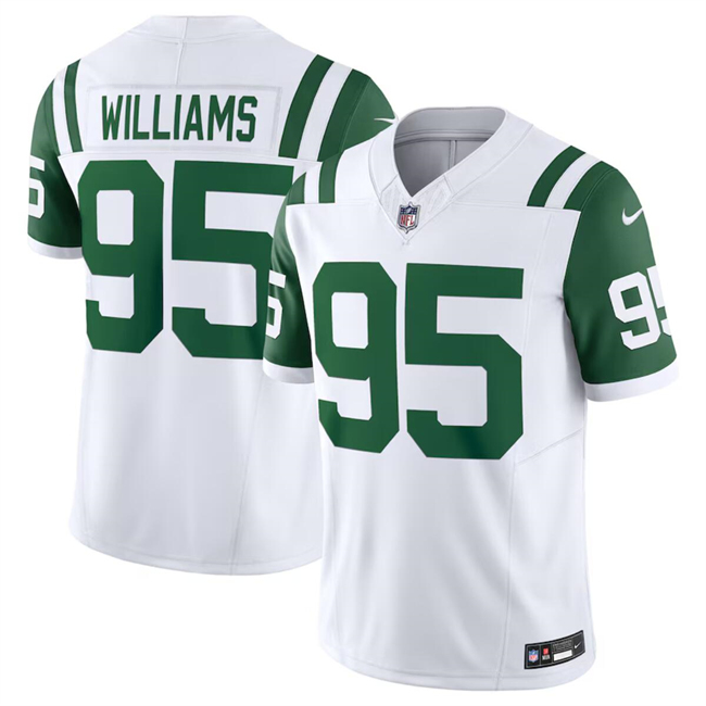 Men's New York Jets #95 Quinnen Williams White Classic Alternate Vapor F.U.S.E. Limited Football Stitched Jersey